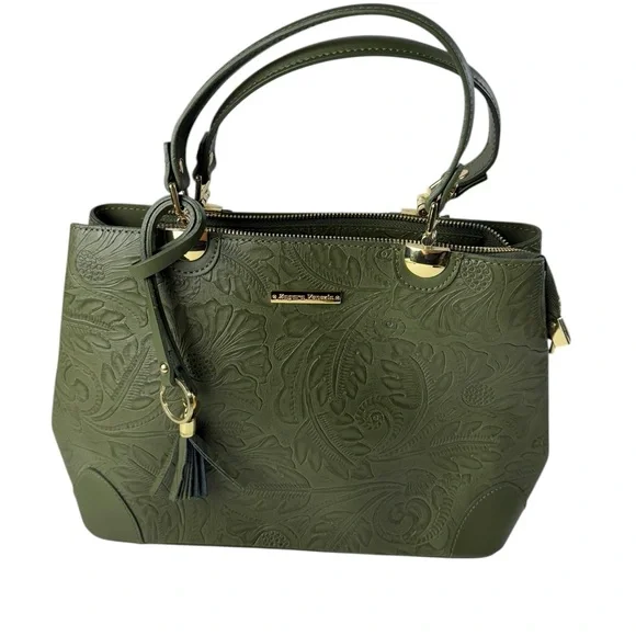ZAGARA floral embossed Leather handbag ~ Made in Italy
